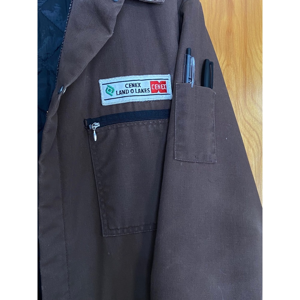 Vtg Mens Insulated Work Coveralls Made in USA sz L Long Patch Land O Lakes Cenex - Picture 8 of 12